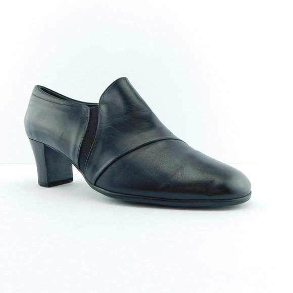 BEAUTIFEEL Black Leather Block Heel Slip-on Pumps 40 - Picture 1 of 9